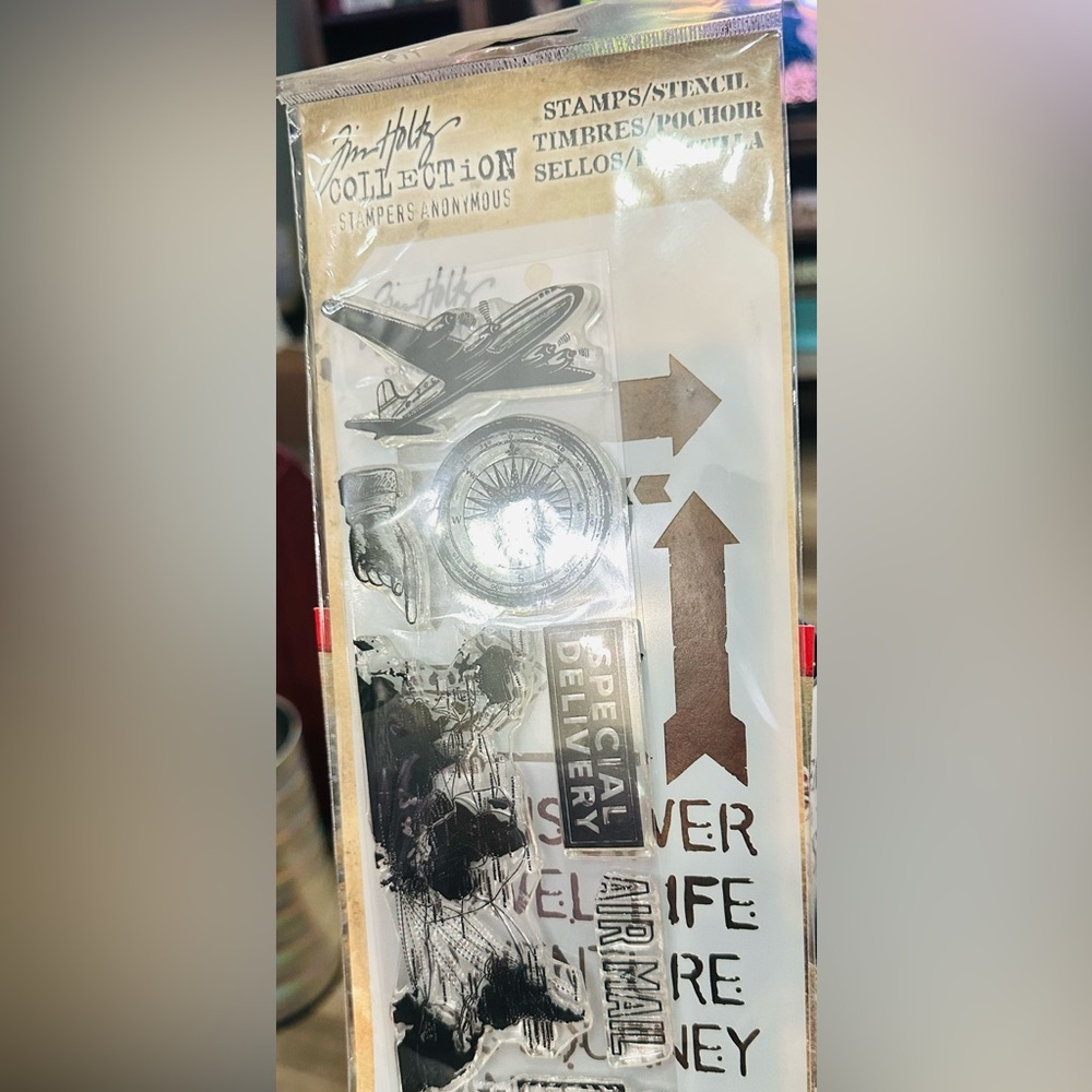 Tim Holtz Travel-Themed Stamp & Stencil Set- NEW